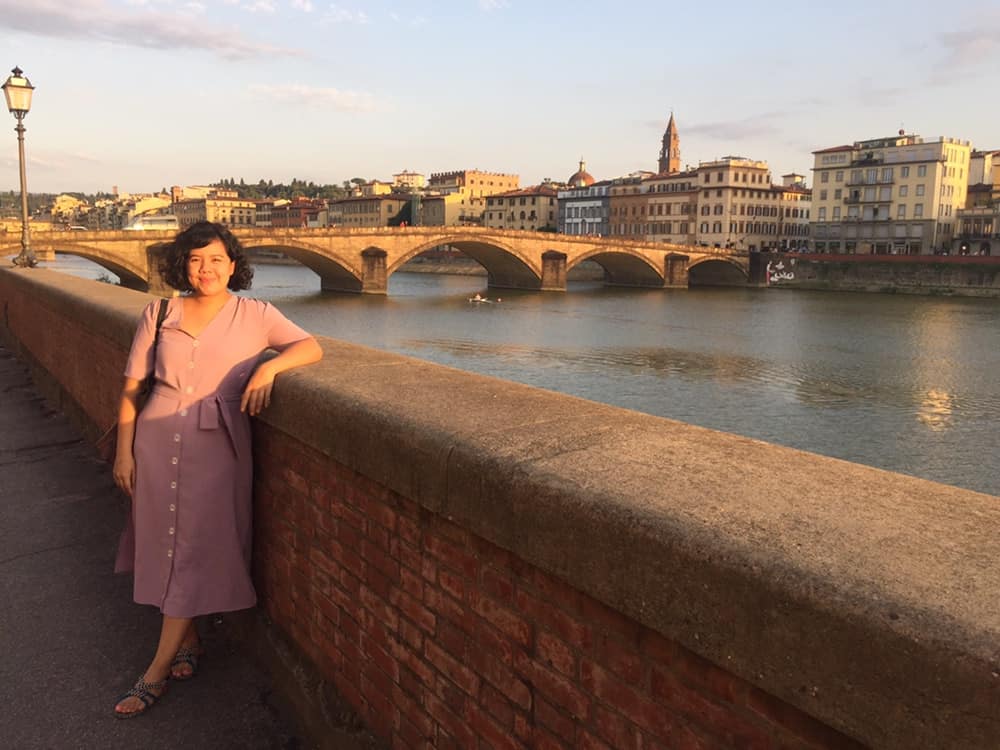 Gillian Daniel by the Arno river in Florence