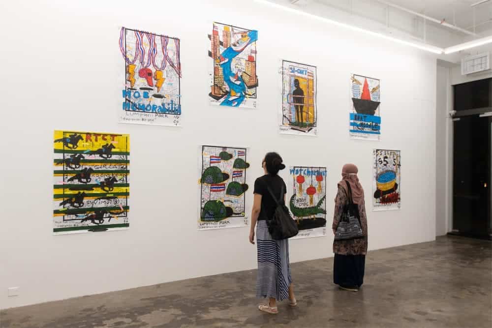 Installation view of Campur, Tolak, Kali, Bahagi, Sama Dengan (Add, Subtract, Multiply, Divide, Equals) at A+ Works of Art, December 2020