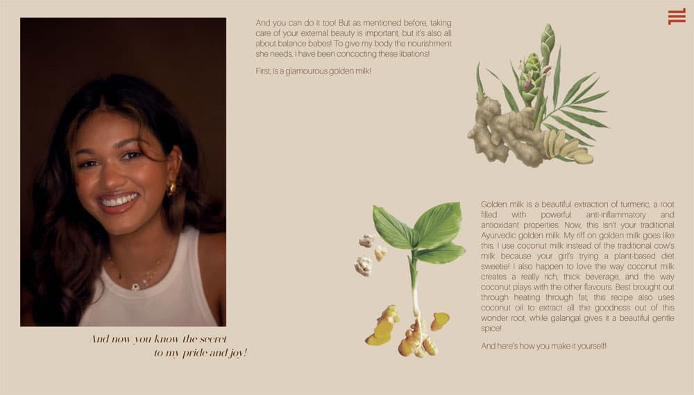 soft salves (2021) by Divaagar follows fictional influencer and model Vita, as she shares her encounters with Ayurveda with her followers. Inspired by digital marketing, advertisements and image culture, soft salves utilises these elements in Vita’s journey of holistic wellness into Ayurveda.