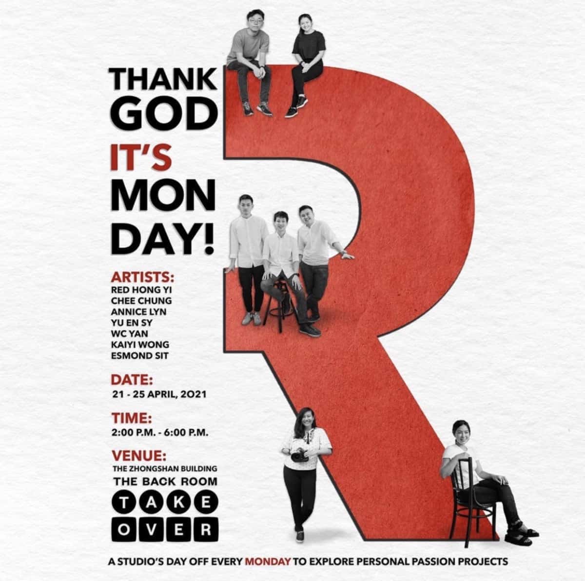 Poster of Red Hong Yi and her team on having Mondays off