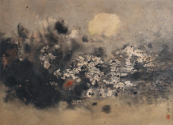 Dismay (1963). Chinese ink and colour on paper, 76 x 102 cm. Artwork by Cheong Soo Pieng