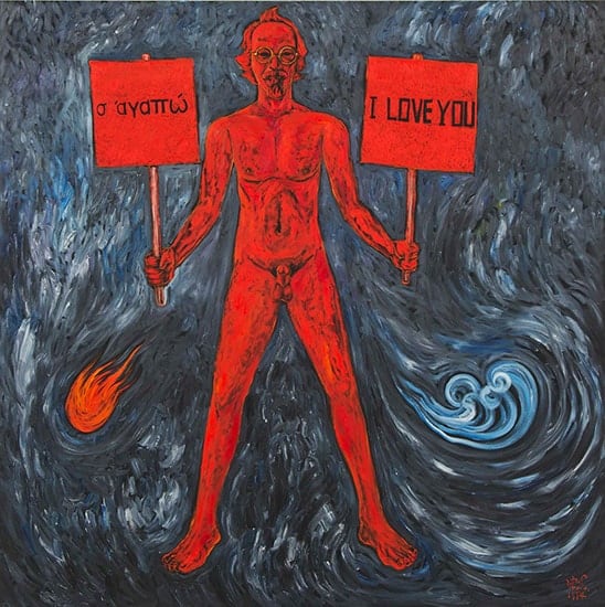 Vasan Sitthiket, I Love You (Fire and Water), 2011, oil on canvas. 