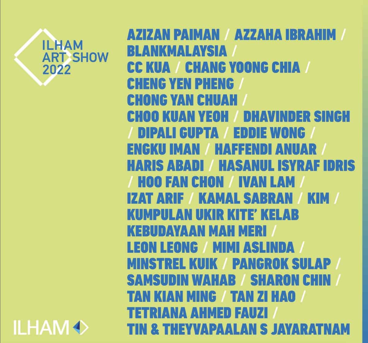 List of artists selected by the jury panel for the Ilham Art Show 2022.