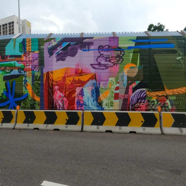 SPAZ's work at Ophir Rd entitled The Kampong Gelam Way, ft. murals in Singapore