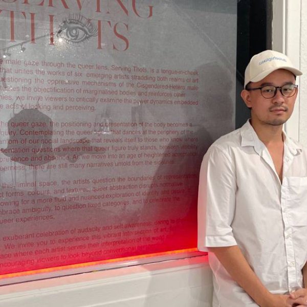 Curator Dylan Chan at Serving Thots at UltraSuperNew Gallery